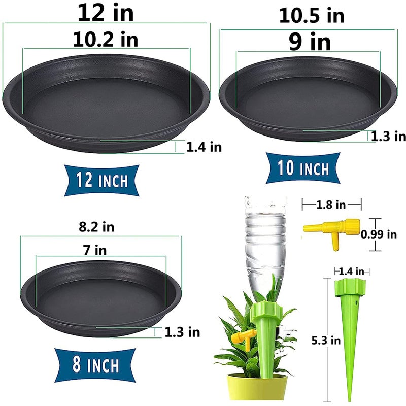 NABAOXUN 6Pack 8 10 12Inch Plastic Drip Trays Plant Saucers for Indoors Outdoor Plant  Thick Heavy Durable Sturdy Flower Pot Trays for Pots Planter  Black - Image 2
